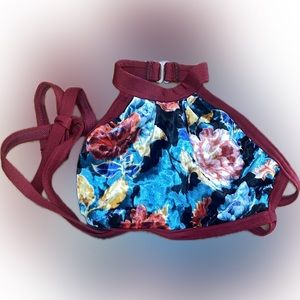 Details Dancewear Set 
Maroon and blue velvet floral top with matching briefs